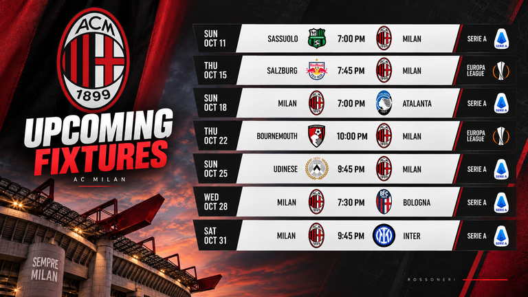 Seven games in October: the brutal schedule awaiting Milan after the international break
